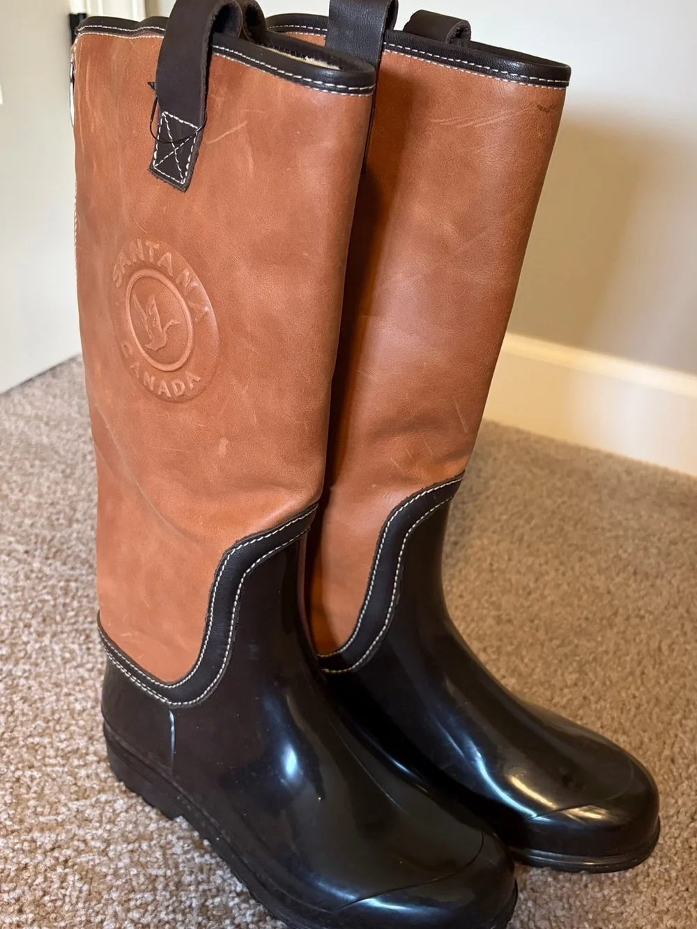 Santana Canada Two-Tone Brown and Black Women's Rain Boots